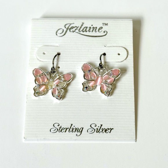 Jezlaine Jewelry - STERLING SILVER, Pink & Rhinestone Butterfly Earrings NWT!